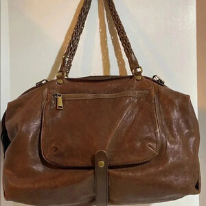 Gryson brown distressed leather satchel handbag